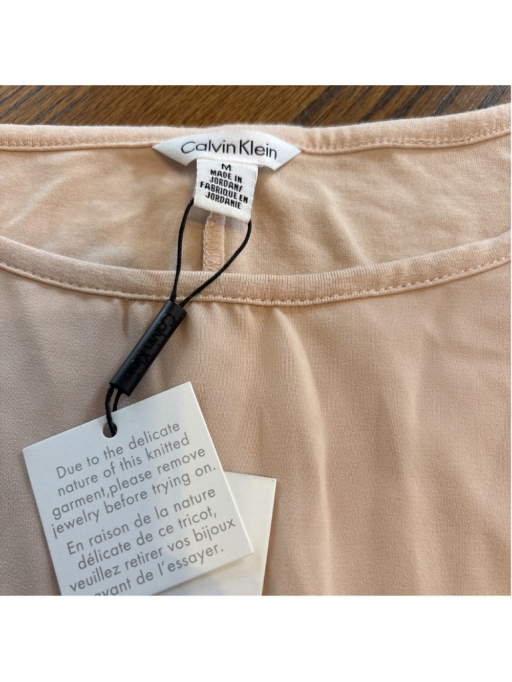 calvin klein pullover shirt mesh accent on sleeves peach Medium. NWT